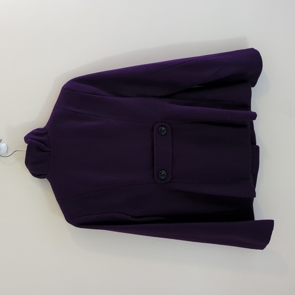 Old Navy Wool Blend Full Lined Regency Ruffle Collar Purple Short Swing Coat - Picture 2 of 7